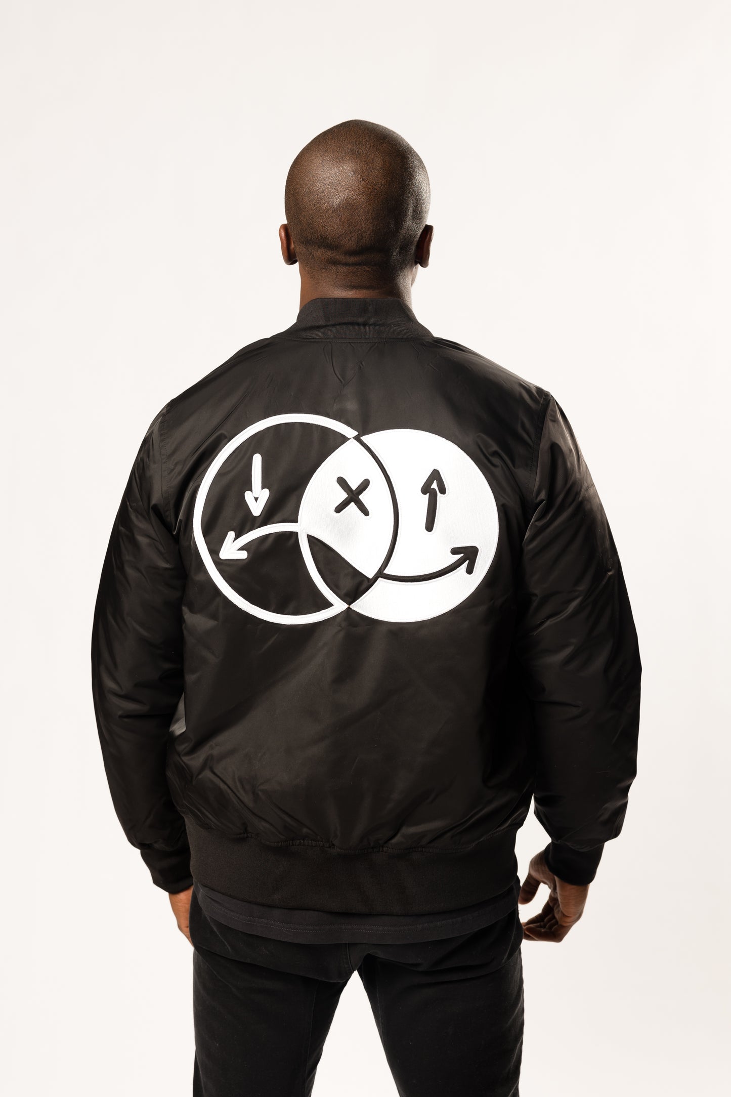 black and white two-faced stadium jacket