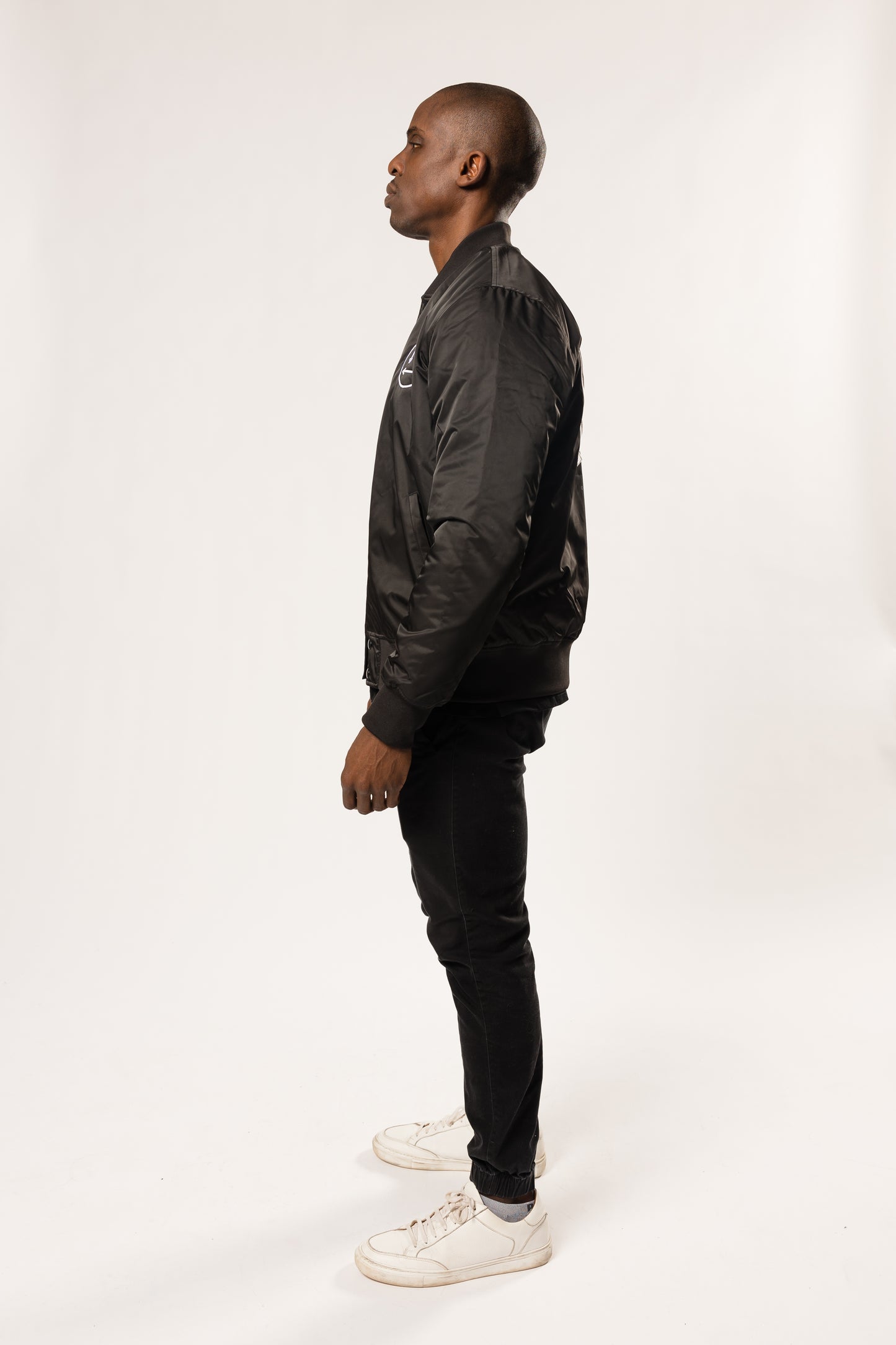 black and white two-faced stadium jacket