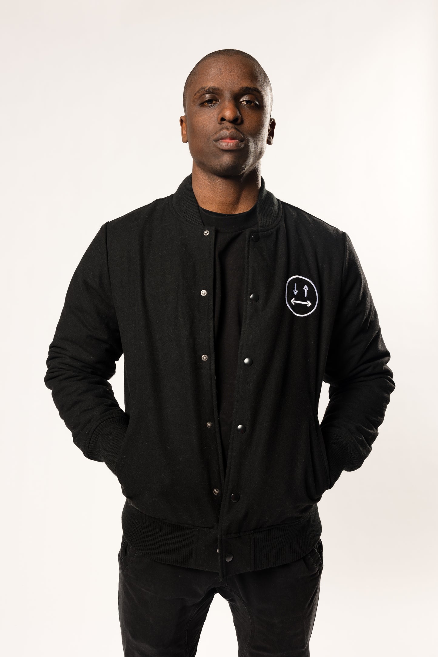 black and white two-faced stadium jacket