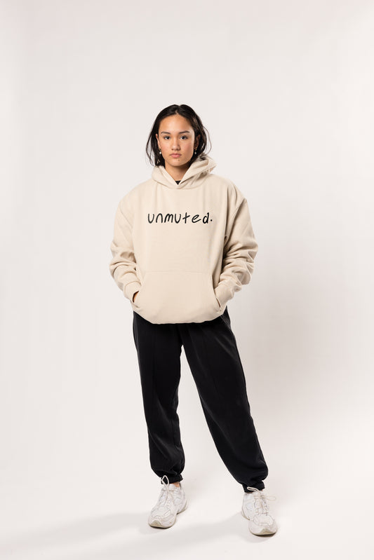 unmuted cream hoodie