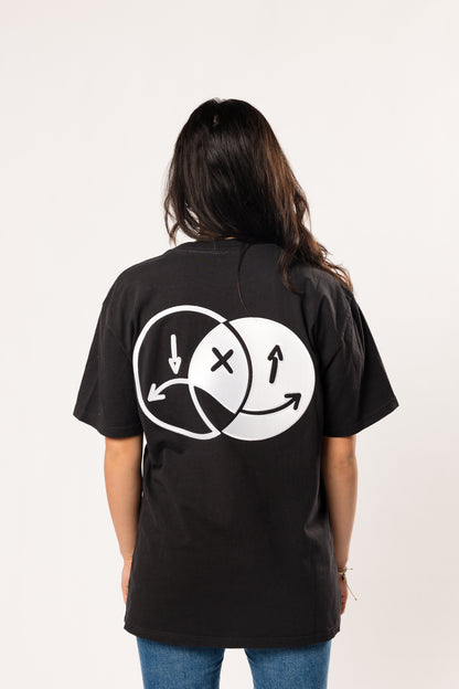 face to face ying yang black and white tee