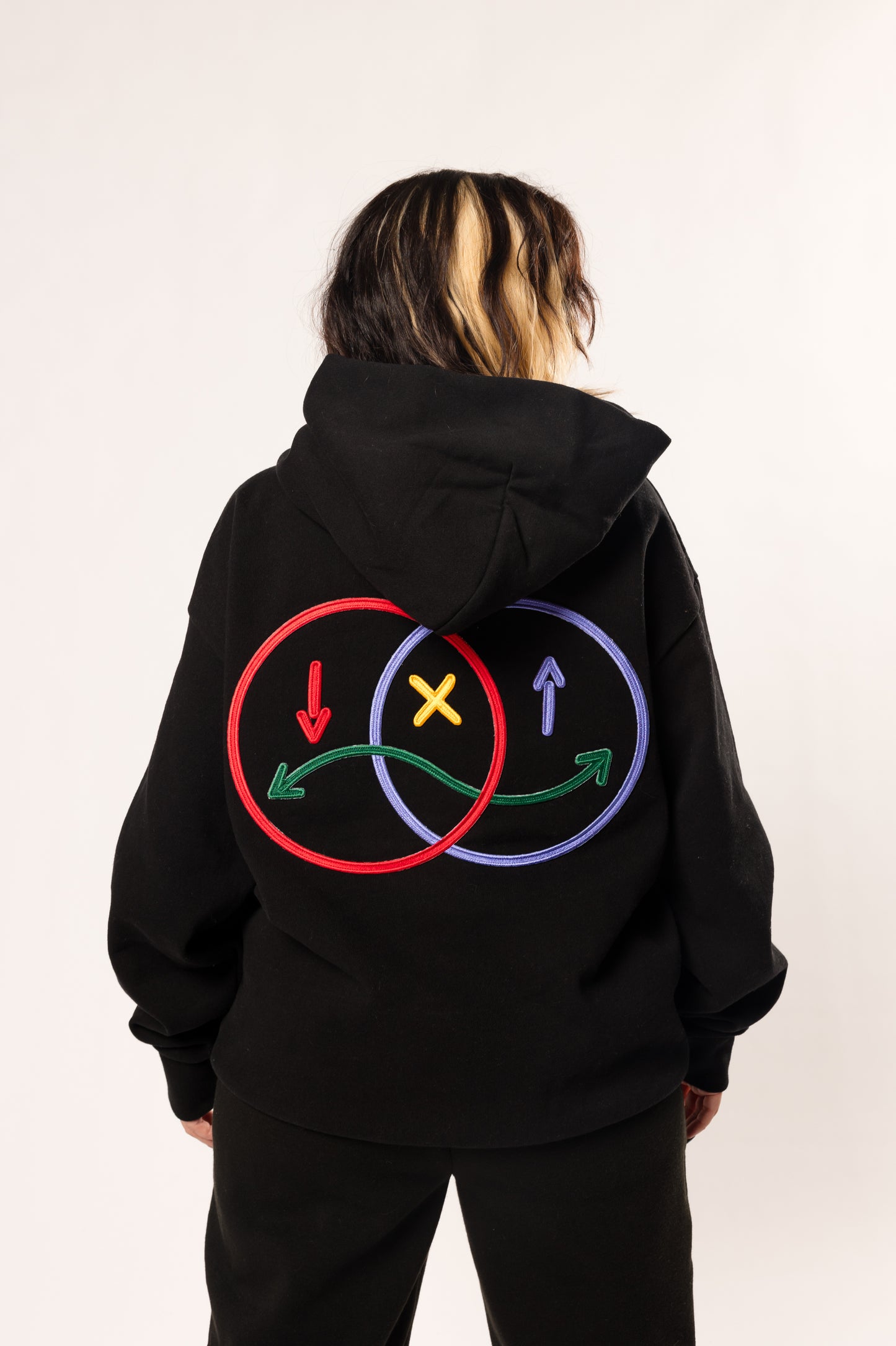 face to face ying yang black and color hoodie