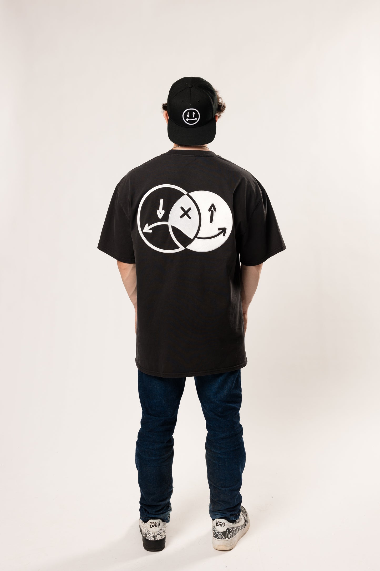 face to face ying yang black and white tee