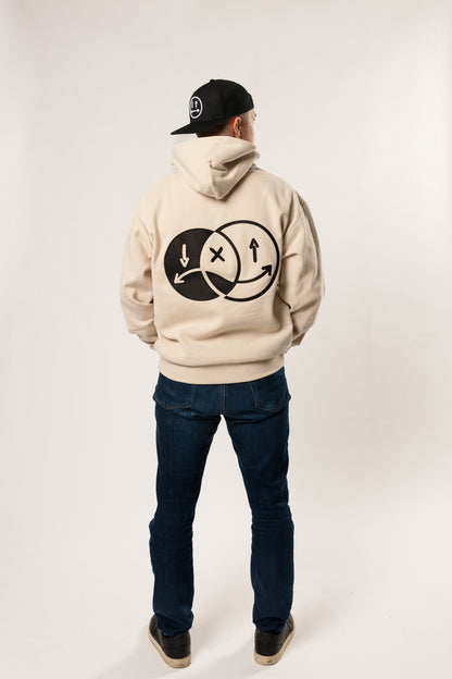 face to face ying yang black and cream hoodie