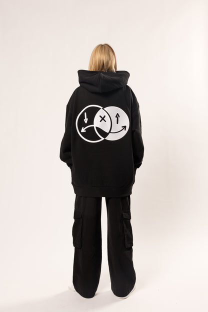 face to face ying yang black and white hoodie