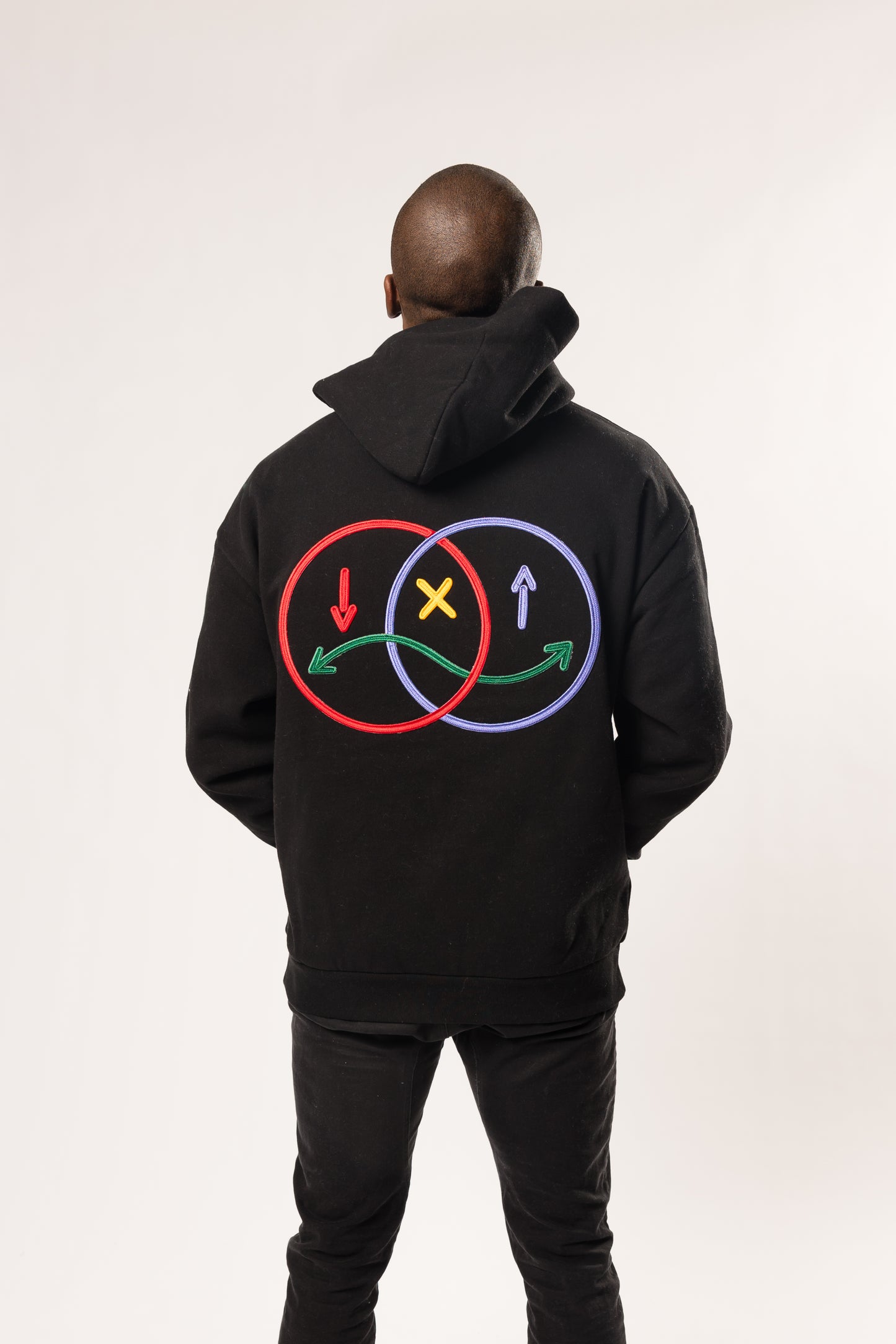 face to face ying yang black and color hoodie