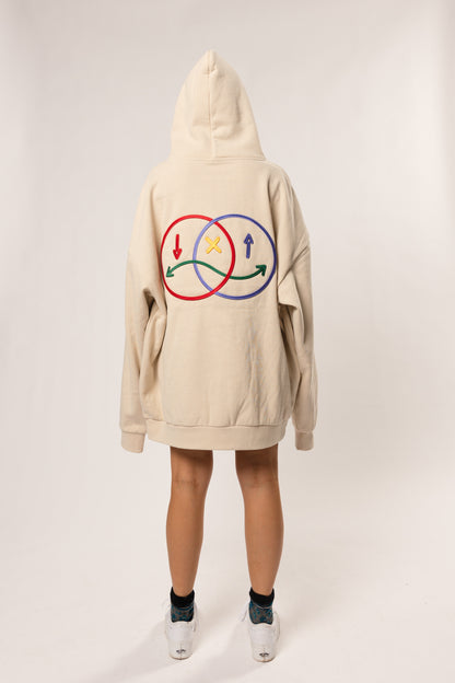 face to face ying yang cream and color hoodie