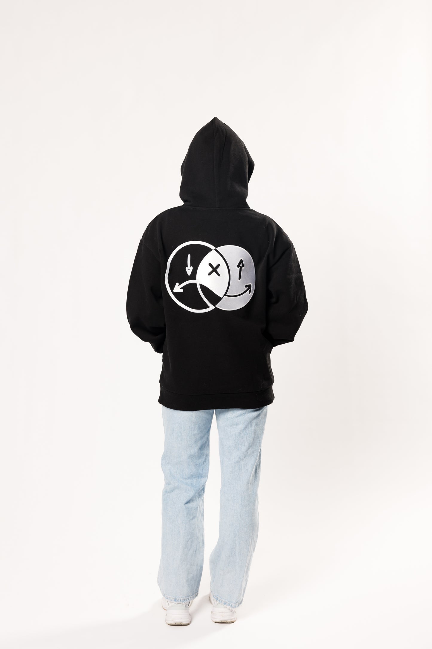 face to face ying yang black and white hoodie