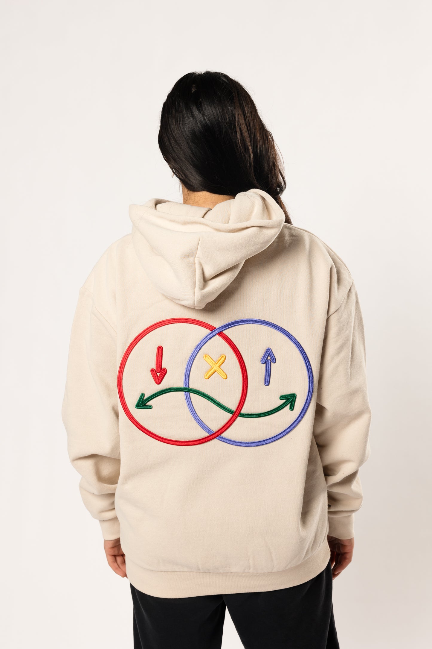 face to face ying yang cream and color hoodie