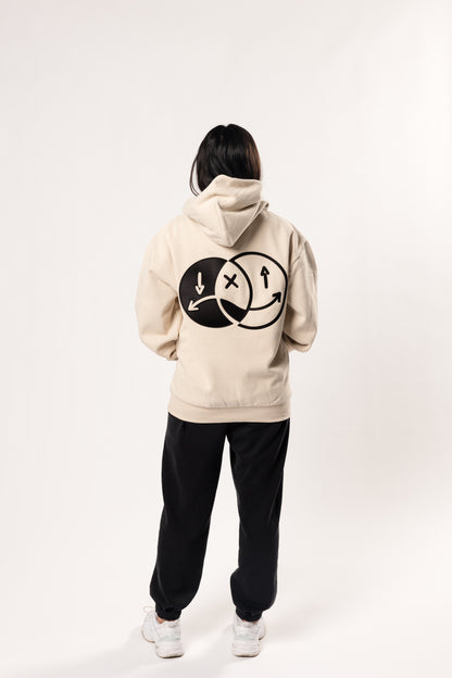 face to face ying yang black and cream hoodie