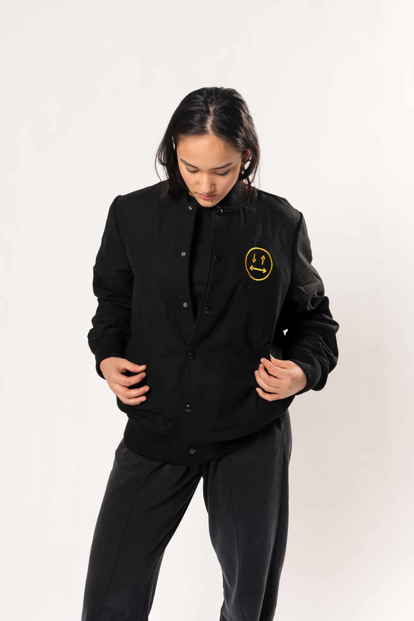 face to face ying yang black bomber