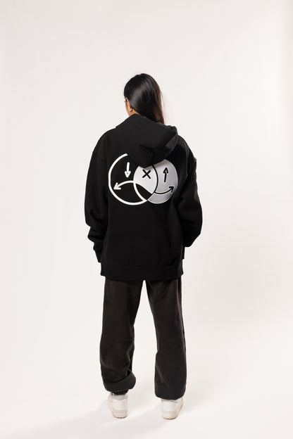 face to face ying yang black and white hoodie