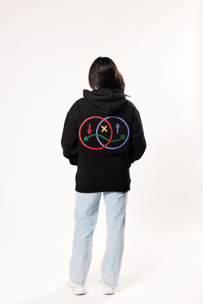 face to face ying yang black and color hoodie