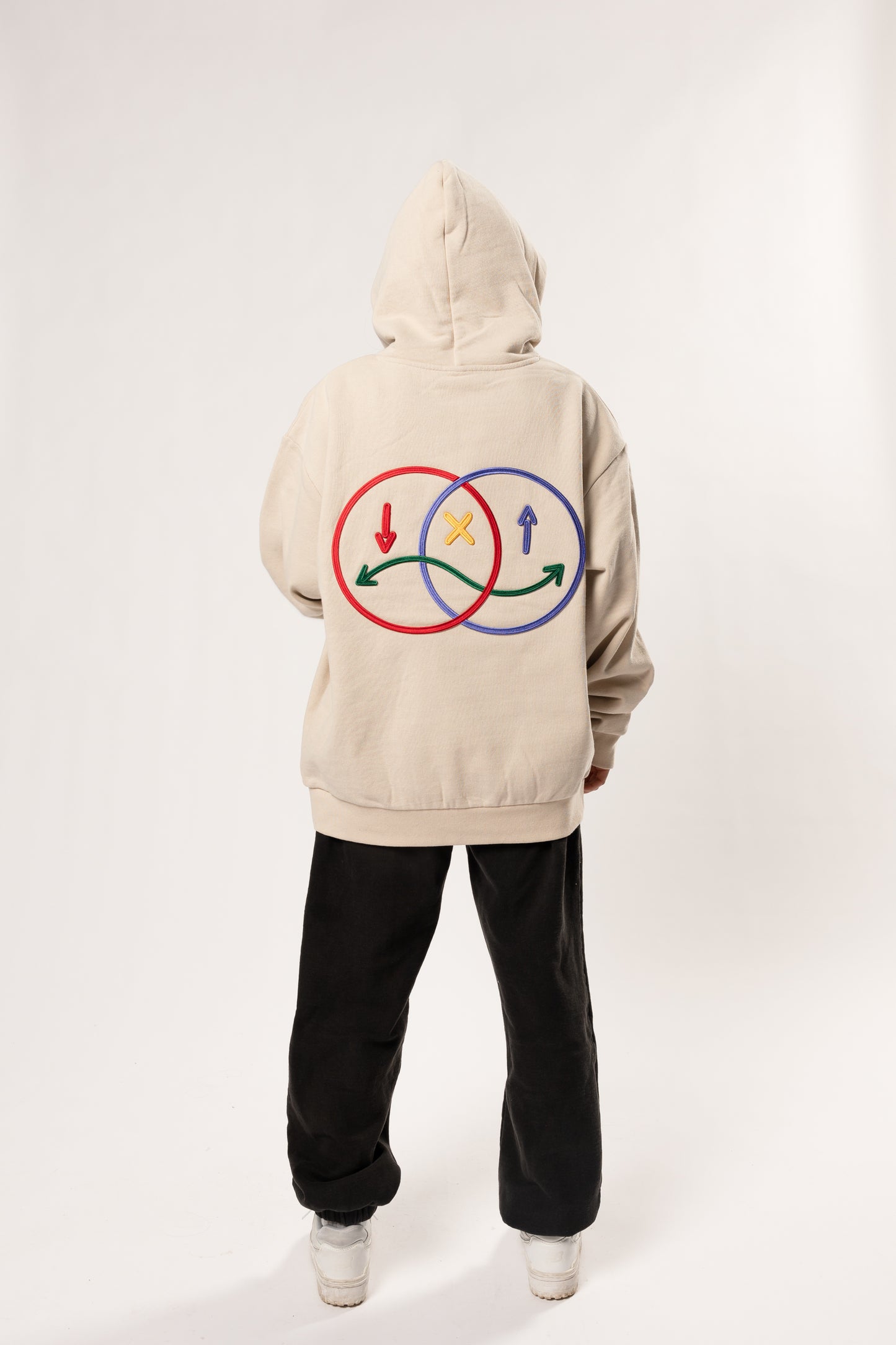 face to face ying yang cream and color hoodie