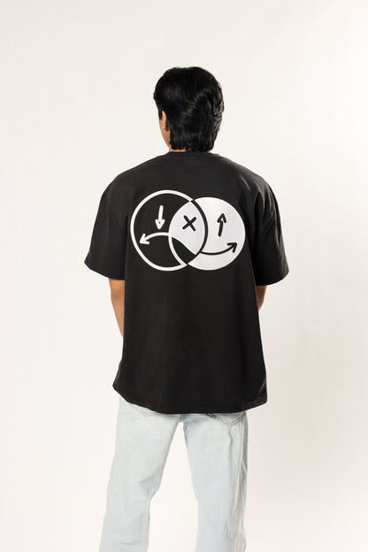 face to face ying yang black and white tee