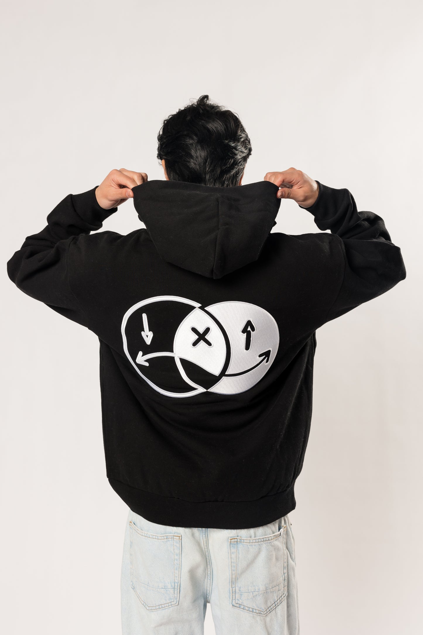 face to face ying yang black and white hoodie