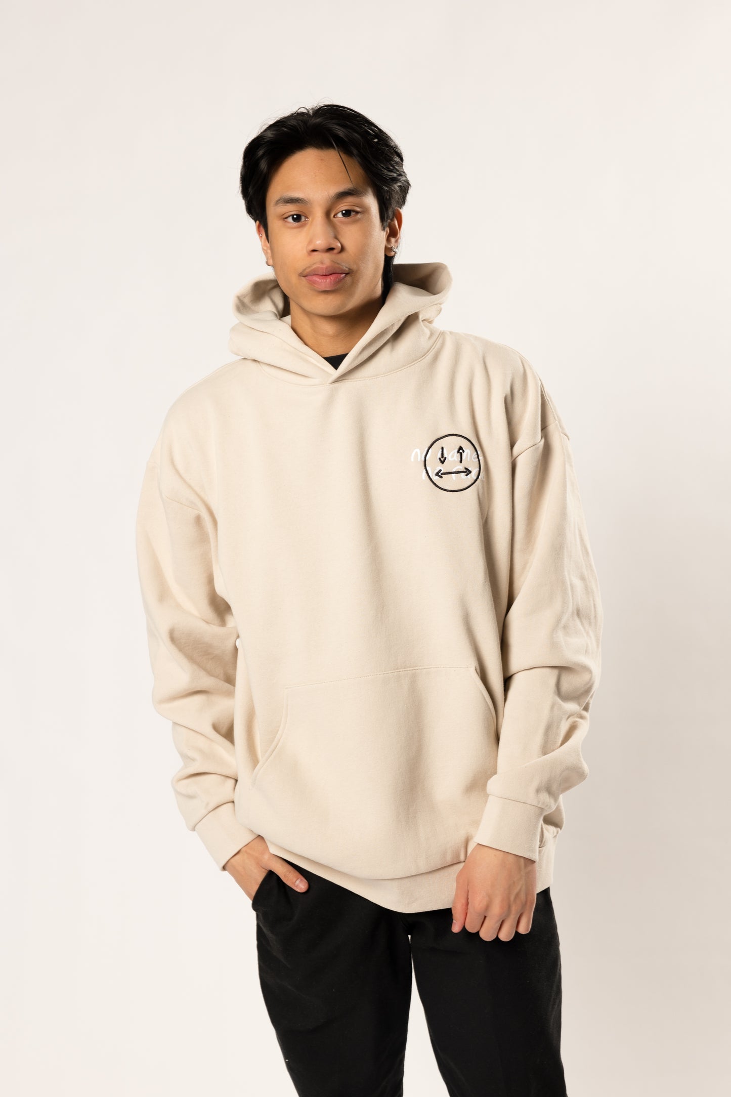 face to face ying yang black and cream hoodie