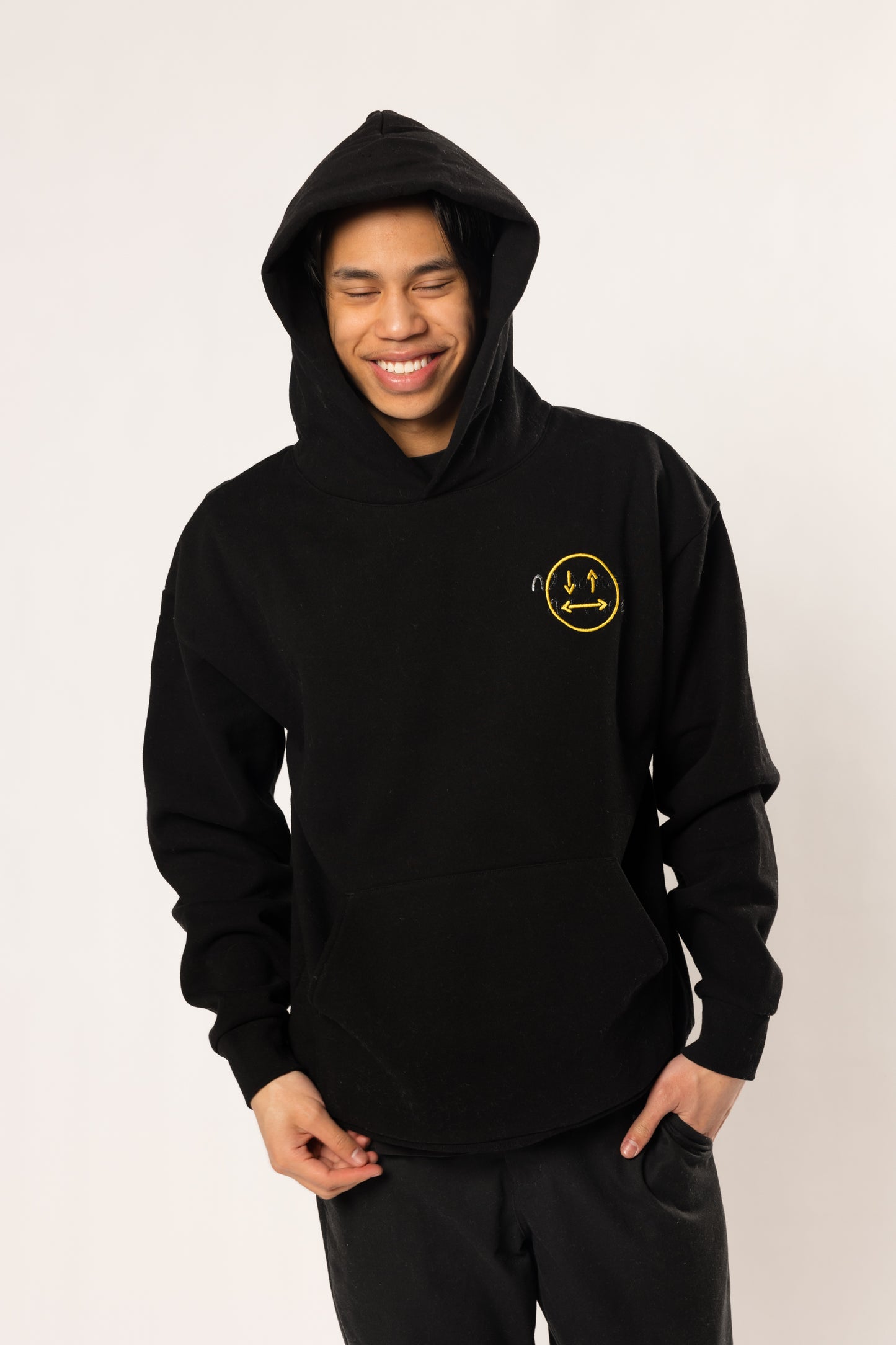 face to face ying yang black and color hoodie