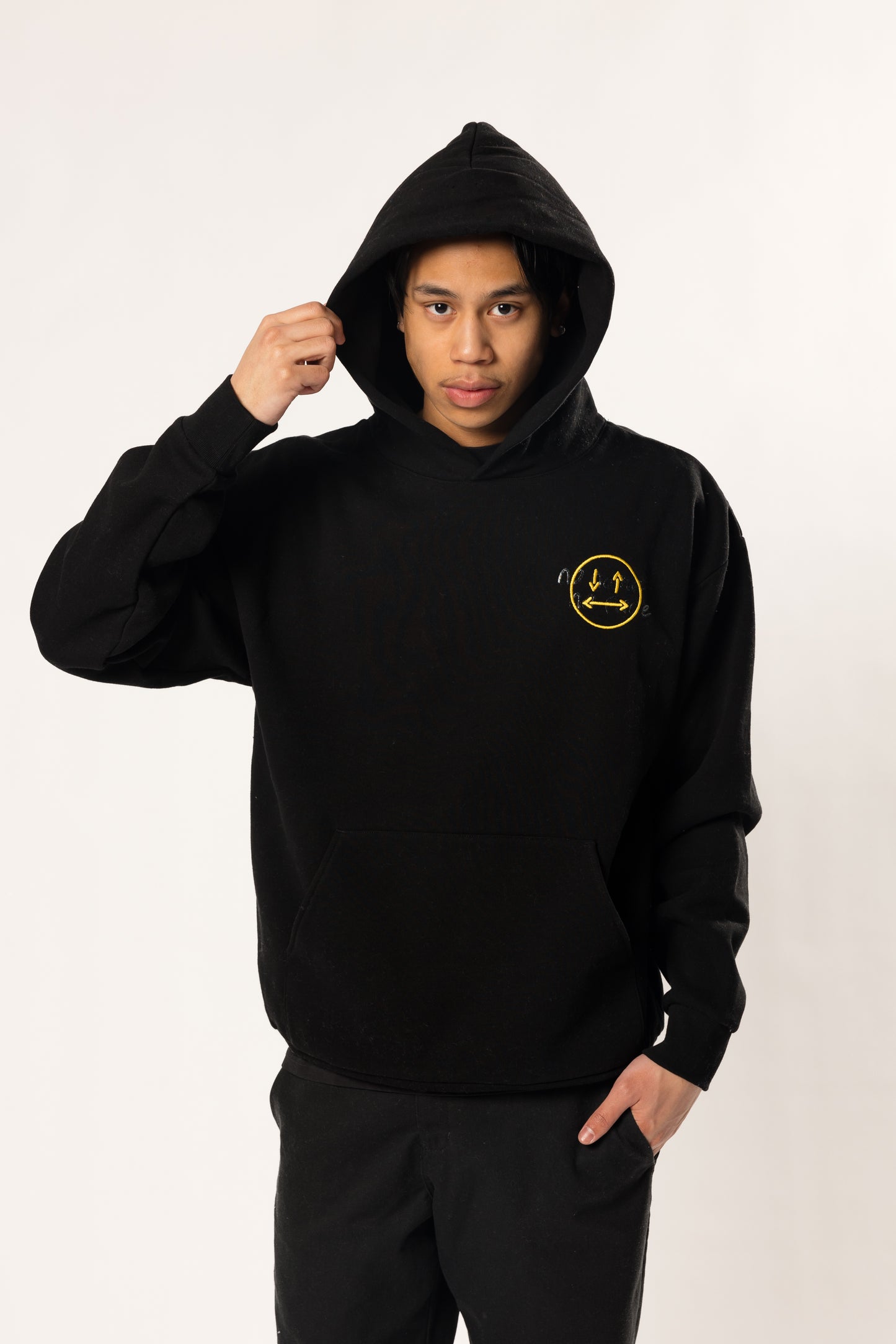 face to face ying yang black and color hoodie